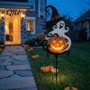Metal Courtyard Ornaments Halloween Garden Stake, Witch Pumpkin Yard Rust-Proof Outdoor Lawn Stakes Decoration for Patio Porch Pathway, Gift Gardener