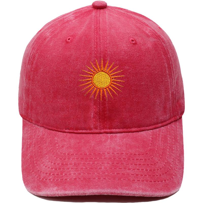 Radiant sun embroidery soft top retro dad hat bohemian outdoor outing men's and women's sunshade cap