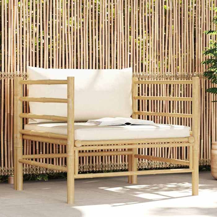 Maison Exclusive - Canapé de jardin avec coussins blanc crème Bambou