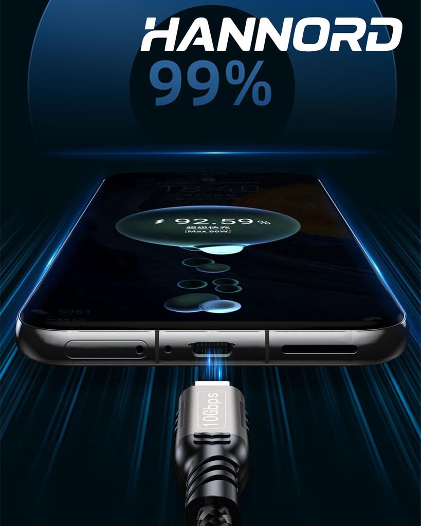 Two USB Type C 10Gbps USB Gen 2 Compatible for Data Transfer and 60W 20V 3A Fast Nylon Braided Cable with Aluminum Compatible with Samsung Galaxy