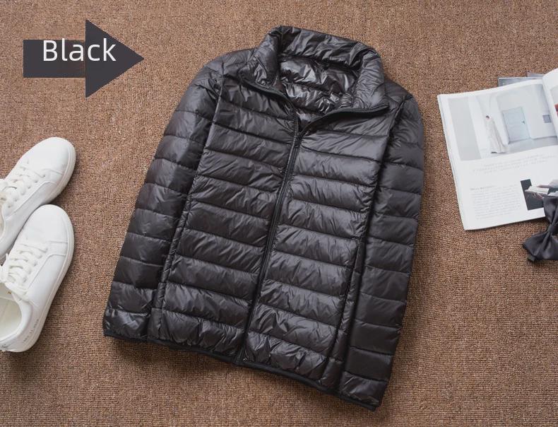 Men's Oversized Hooded Down Jacket - Short, Thin, Stand-up Collar, Large Size