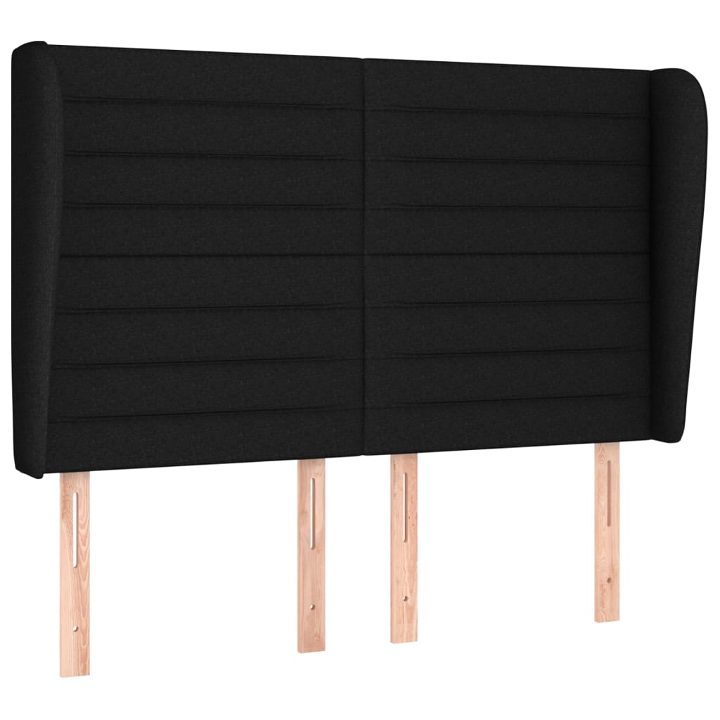 Vidaxl Wingback Headboard, Black, 147X23X118/128 Cm, Fabric