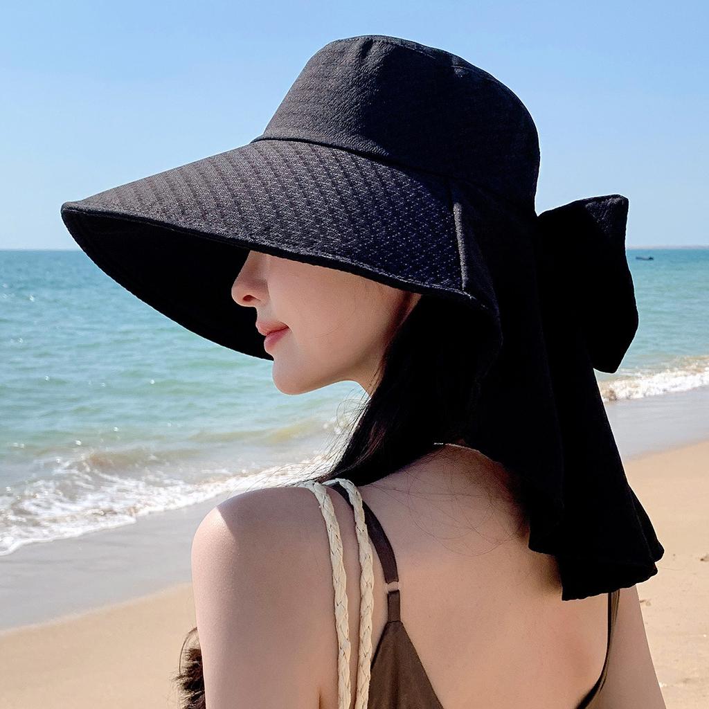 Summer outdoor sun protection sun hat women's big eaves sun protection face protection UV protection bucket hat shawl hat
