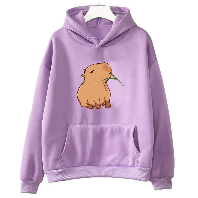 Zabawna bluza z kapturem z nadrukiem kapibary kobiety/mężczyźni Kawaii Cartoon topy bluza dla dziewczynek Unisex moda Harajuku graficzne swetry z kapturem
