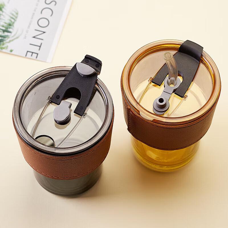 Light Luxury High Borosilicate Glass Travel Mug with Straw