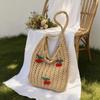 Charming Crochet Tote Bag with Cherry Embellishments – Handmade Summer Beach Bag for Women