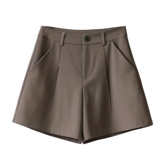 Szorty Linia A Luźne Wysoki Stan Kieszenie Jednolity Kolor Zapięcie na Guzik i Zamek Błyskawiczny Formalne Do Pracy OL