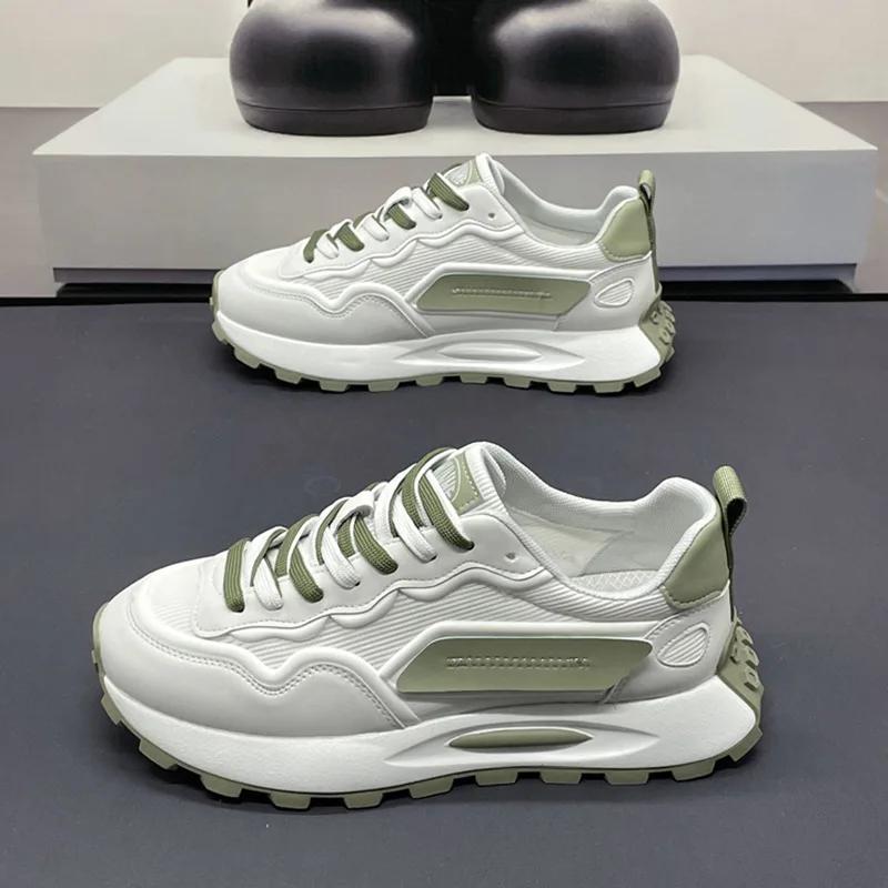 Summer New Men's Shoes Mesh Breathable Sports Two Tone Shoelaces Casual Shoes Trendy Versatile Thick Soled Sports Shoes