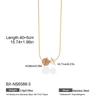 French Natural Stone & Freshwater Pearl Necklace - 18K Gold Plated Stainless Steel Clavicle Chain, Simple & Elegant for Daily Wear