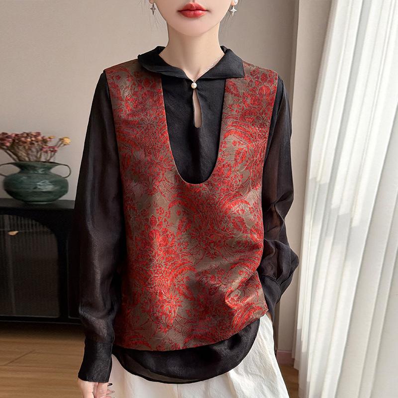 Spring and Summer New Design Traditional Chinese Style Deep V-neck Jacket for Women, Embroidered, Sleeveless, Layered Blazer