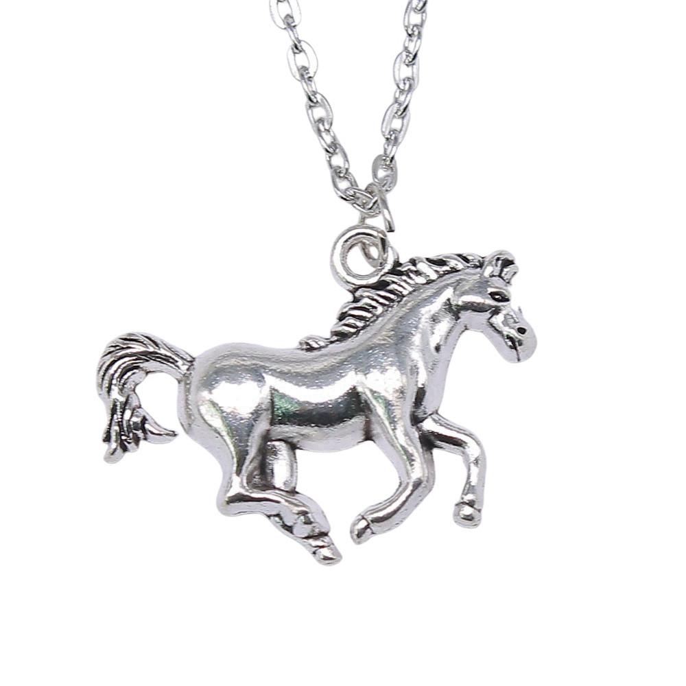 Horseshoe Charm Necklace  Animal Pendant For Horse Lovers Cowboy Western Jewelry 43cm Chain