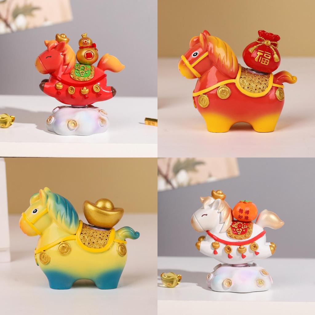 Small Pony Fortune Resin Desk Ornament With Lucky Symbols For Office Decor And Giftgiving