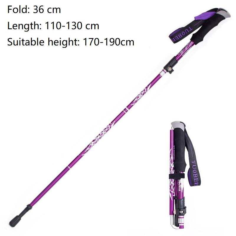 Ultralight Folding Trekking Pole Aluminum Alloy Anti Shock Alpenstock Snow Walking Stick Outdoor Climbing Hiking Stick