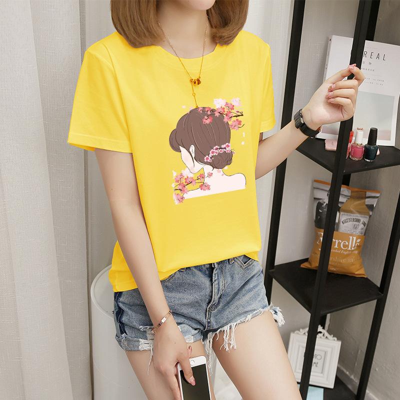 Women's short-sleeved t-shirt women's summer new Korean version cartoon student crew-neck bottoming shirt