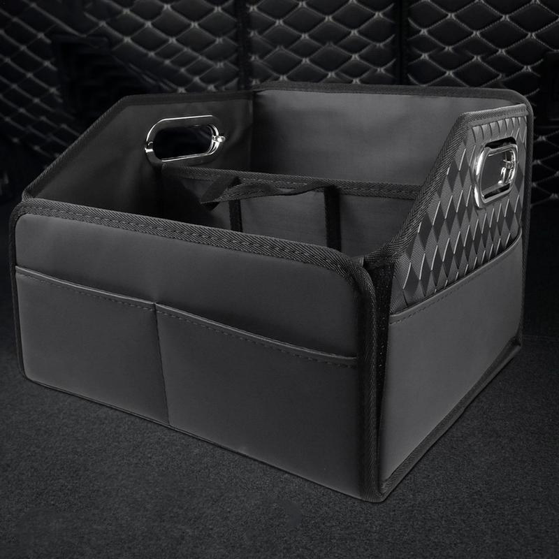 Storage For Car Trunk Leather Cargo Trunk Organizer Foldable Car Cargo Storage Multi-Compartment Camping Storage Box For Car