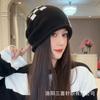 New autumn and winter star-patterned knitted beanie for women, warm and face-slimming, trendy and cute fashion hat