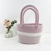 Retro khaki color matching portable cotton thread bag girl versatile portable women's bag cotton rope woven bag