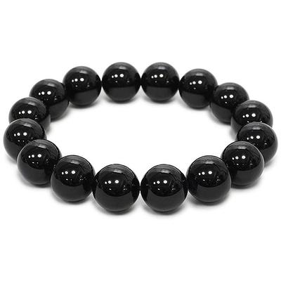 12mm Bead Black Tourmaline Bracelet Length Approximately M L Birthstone October Natural Stone Bracelet Prayer Beads Simple [Shinjuku Ginnokura] 17.5cm