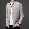 Spring New Long-sleeved Cotton and Linen Shirts for Men, Business Casual Tops, Real Pockets, Middle-aged Bottoming Shirts for Men