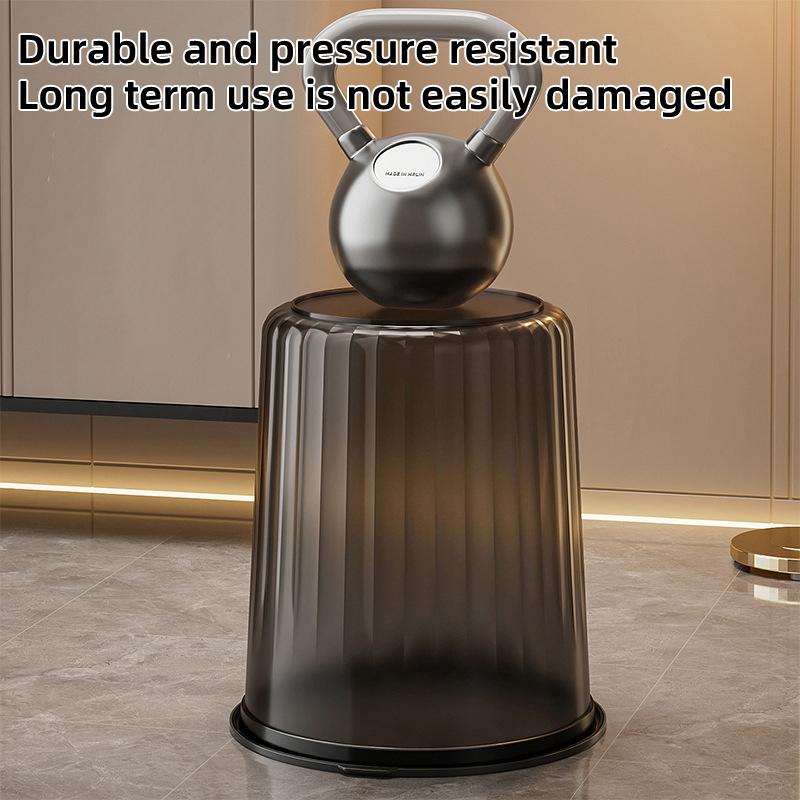 Large Household Plastic Transparent Garbage Bin High Aesthetic Pressure Ring Thick Paper Basket Kitchen Bathroom Living Room