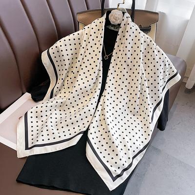 Damen Punkt Seidenschal Quadratischer Hijab Foulard Köper Schals Damen Wickeltücher Halstuch Schal Weibliches Muslimisches Stirnband Bandana