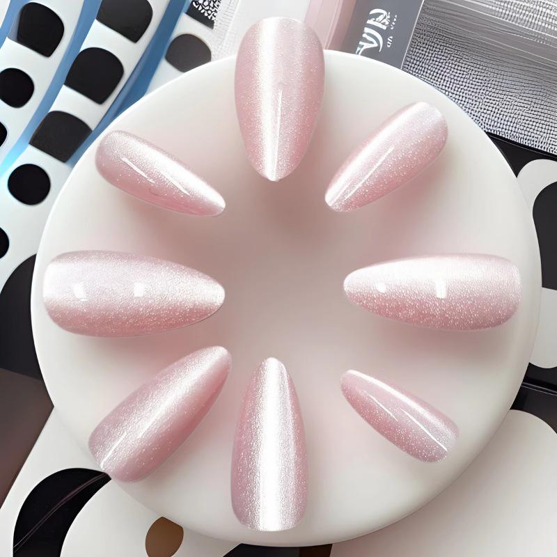 Nude Gradient Cat Eye Almond Wearable Nail Patches