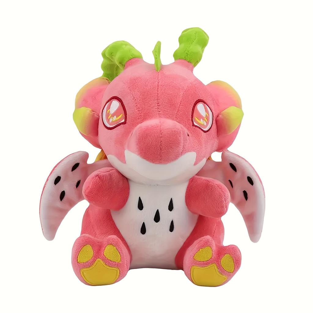 Adorable 9.84" Dragon Fruit Plush Toy - Soft Polyester Stuffed Animal in White/Red, Perfect Kawaii Gift for Youngsters
