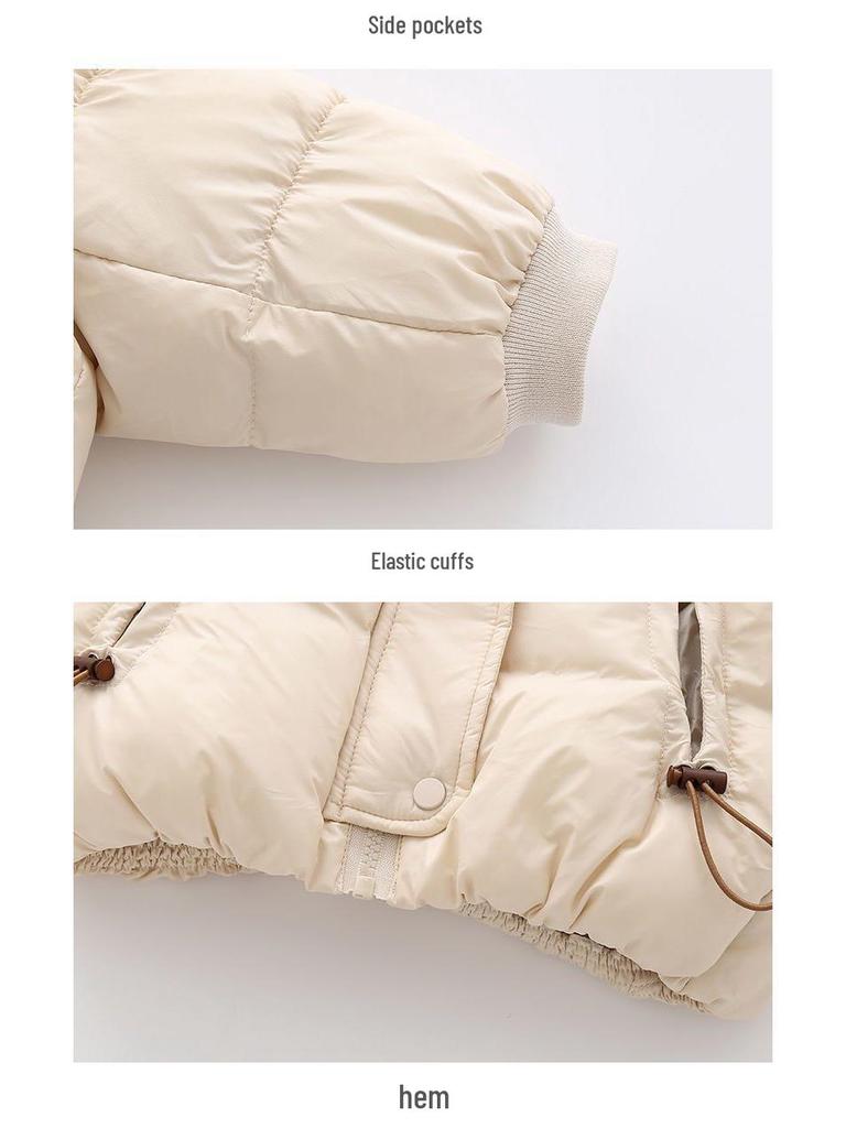 Infant Cotton-Padded Jacket with Fur Collar for 1-2 Year Olds