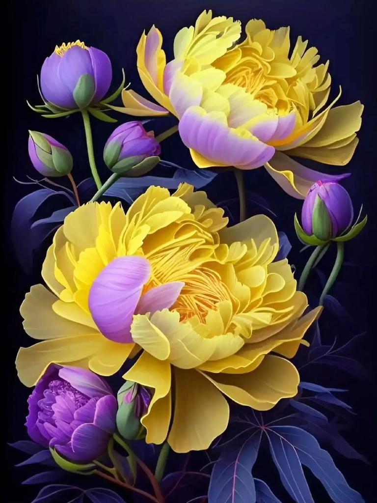 DIY Diamond Painting Colorful Peony Needlework Mosaic Flower Cross Stitch Diamond Embroidery On Clearance Handmade Gift