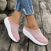 Women Slip On Platform Sandals Lightweight Breathable Knitted Upper Casual Walking Shoes with Cushioned Sole for Daily Wear