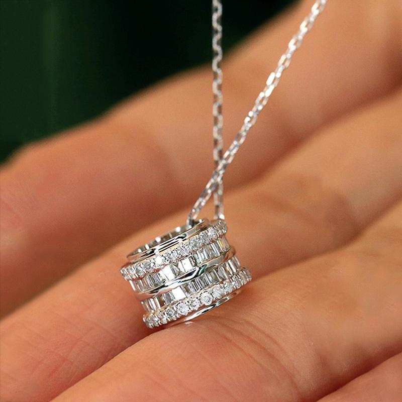 

CAOSHI Newly Designed Daily Wearable Pendant Necklace for Women Versatile Round Pendant Zircon Accessories with Cubic Zirconia 45CM