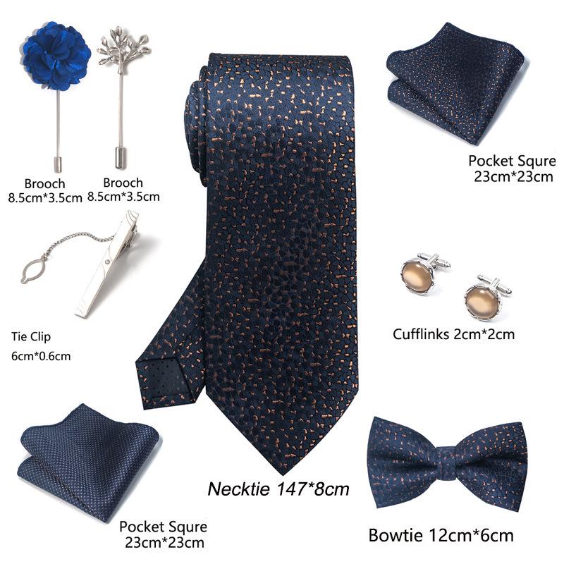 Luxury Groom Tie, Pocket Square & Boutonniere Gift Set for Weddings