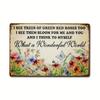 Vintage Iron Metal Sign Wonderful World Floral Butterfly Inspirational Home Wall Art