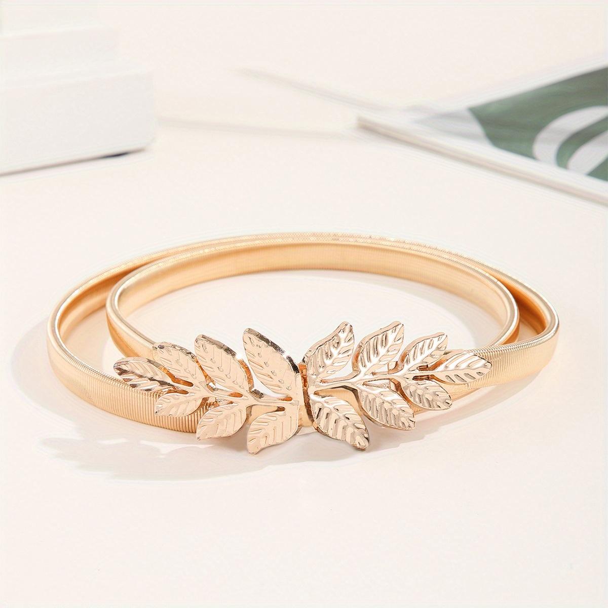 

Мода Листья Золотая Цепочка Ремень Женский Пояс Регулируемые Ремни Для Женщин Лист Панк Платье Эластичный Пояс one size fits all