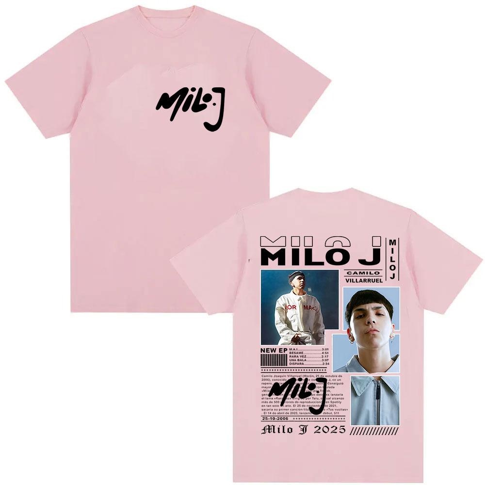 Camiseta Gráfica Unisex de Rapper Milo J Camilo Villarruel Tour 2025 para Mujer Vintage Hip Hop Moda Camisetas de Algodón Oversize Streetwear