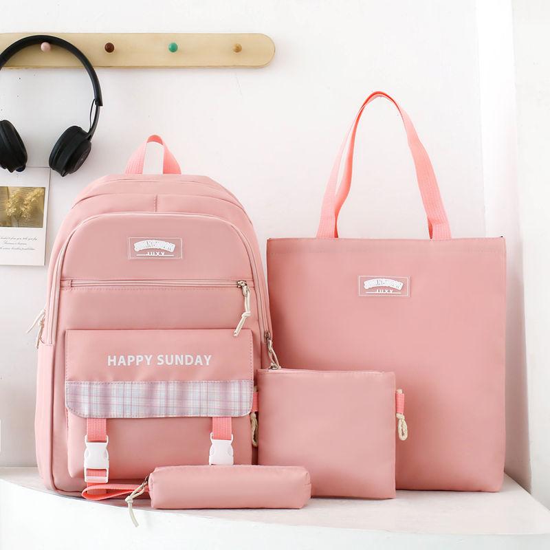 4 Pcs Large Capacity Versatile Nylon Cloth Backpack for Junior High School Students Bag Elementary School Students, Fresh and Versatile Backpacks