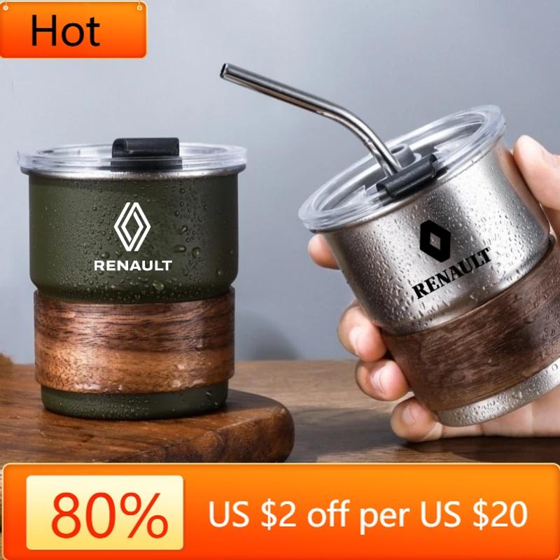 2026 Hot For Renault Interior Stickers Car Coffee Cup Travel Thermal Mug Water Bottle For Renault Clio Kadjar Megane Espace QM6 verde