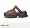 Women's Genuine Leather Platform Flip-Flops with Thick Soles for Summer 2025 