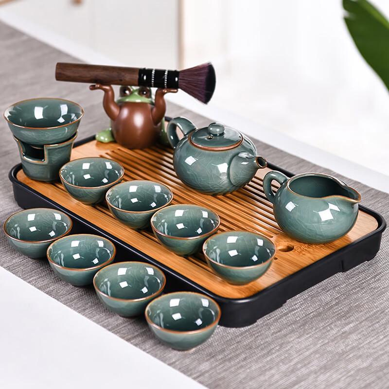 Leinuo Ge Kiln Teapot and Cup Set with Black Tea Tray