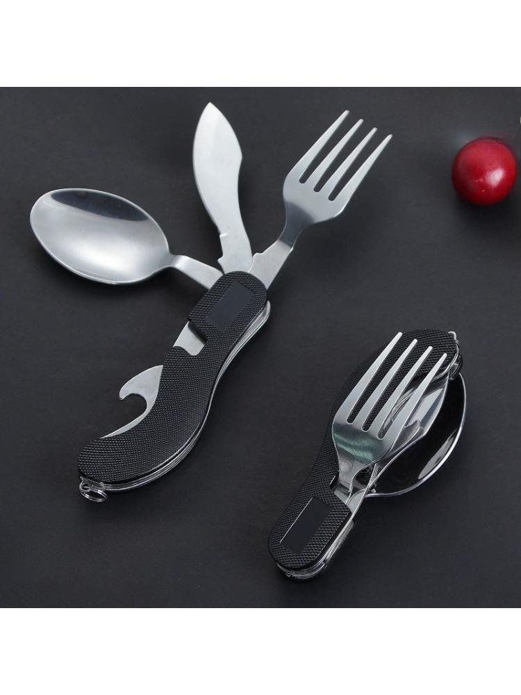 Multifunctional Foldable Mini Tableware Camping Picnic Detachable Tableware Knife Fork Spoon Combination,portable Cutting Tools