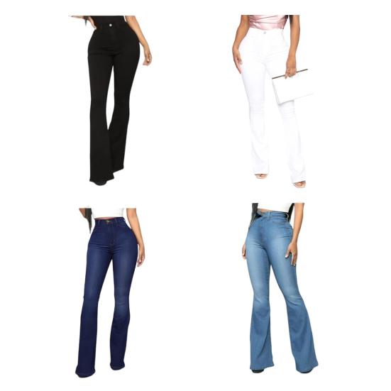 

Расклешенные джинсы для женщин, эластичные брюки-клеш, утягивающие джинсы с высокой талией и карманами S белый