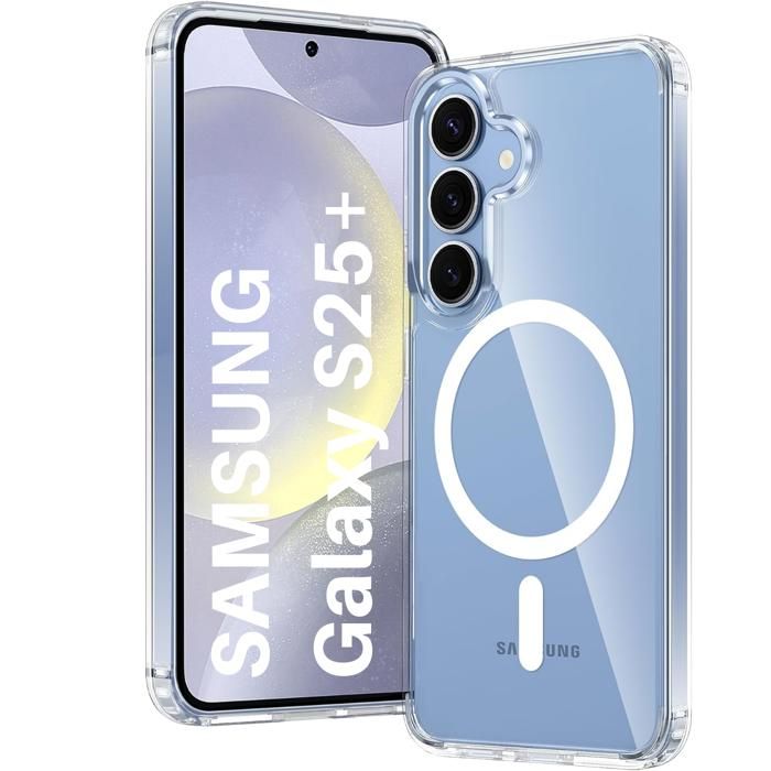 Coque - Phonillico® - Samsung Galaxy S25 PLUS - Silicone Transparent - Souple - Cercle Magnétique Intégré