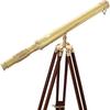 139.7 cm Nautical Hand Made Brass Telescope WIth Wooden Adjustablle Tripod Stand In Shinny Brass FInish Decorative Item
