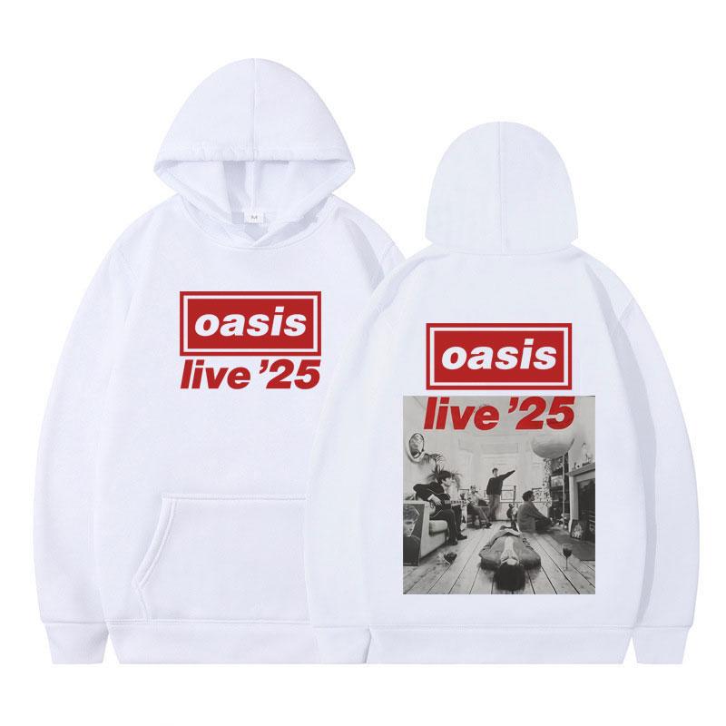 Oasis Live 25 Band Tour Pop Music Print Hoodies Men Women Long-sleeved Hip-hop Autumn Winter Oversized Gothic Punk Pullover Tops