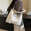 New solid color simple large capacity shoulder tote bag trendy leisure commuter bag female new student