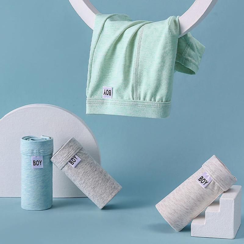 4KS Dětské jednobarevné bavlněné antibakteriální kalhotky pro chlapce Tenké měkké prodyšné slipy 3+r Spodní prádlo pro malé děti Studentské kalhotky