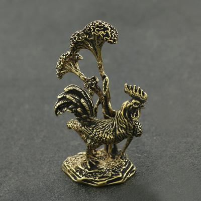 Retro Messing gekrönter Hahn Statue Figuren Antike Büro Schreibtisch Dekoration Bronze Ornament Tierkreis Hahn Miniatur Handwerk