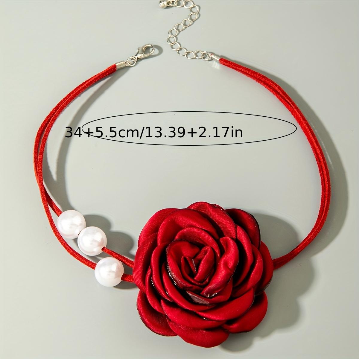 

Элегантное Винтажное Ожерелье-Кулон с Красной Искусственной Розой, Украшенное Трехмерными Цветами и Жемчужными Бусинами, Идеально для Повседневной Носки Женщинами, Вечеринок 1pc красный