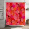 Modern Bathroom Decor: Bold Red Orange Circle Shower Curtain With Vibrant Blurred Light Design For Bathrooms