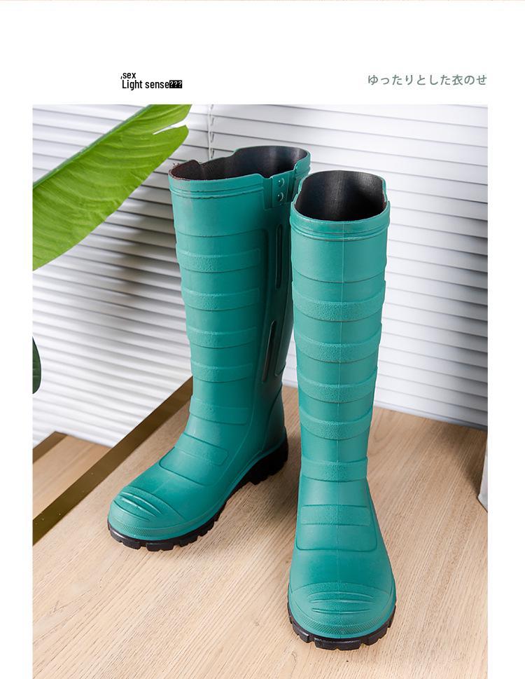 Men's Waterproof Non-Slip High-Top Rubber Rain Boots for Fishing and Car Wash
